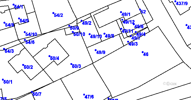 Parcela st. 49/9 v KÚ Moravany u Brna, Katastrální mapa