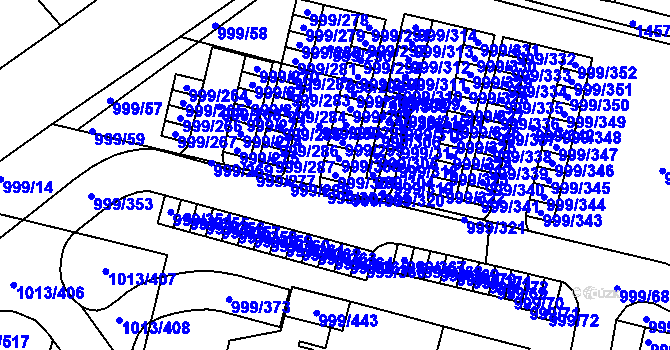 Parcela st. 999/301 v KÚ Moravany u Brna, Katastrální mapa