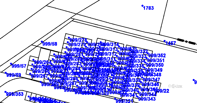 Parcela st. 999/312 v KÚ Moravany u Brna, Katastrální mapa