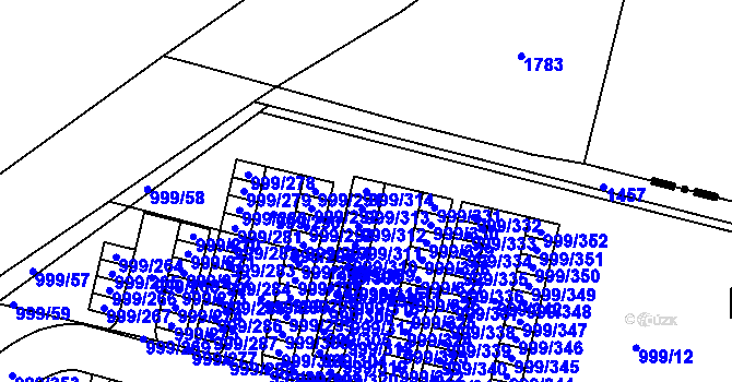Parcela st. 999/314 v KÚ Moravany u Brna, Katastrální mapa