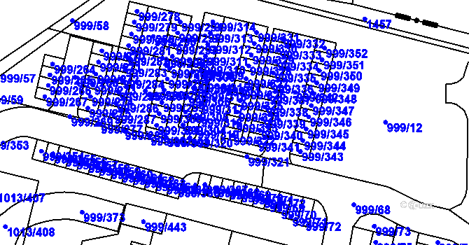 Parcela st. 999/323 v KÚ Moravany u Brna, Katastrální mapa