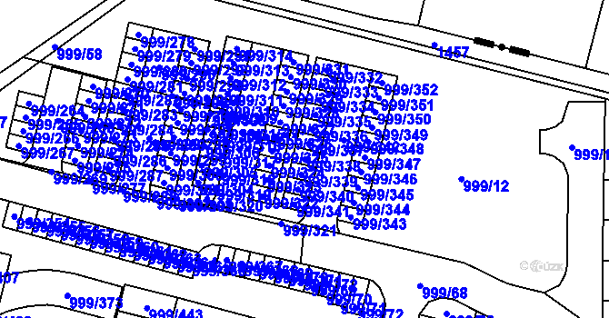 Parcela st. 999/338 v KÚ Moravany u Brna, Katastrální mapa