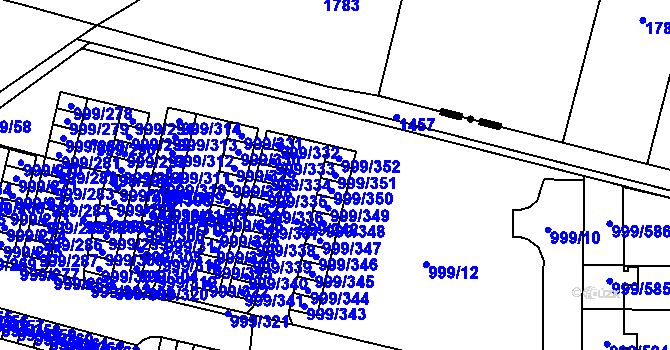 Parcela st. 999/351 v KÚ Moravany u Brna, Katastrální mapa