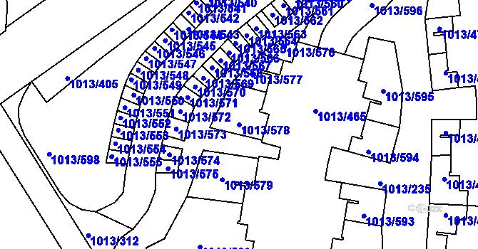 Parcela st. 1013/578 v KÚ Moravany u Brna, Katastrální mapa