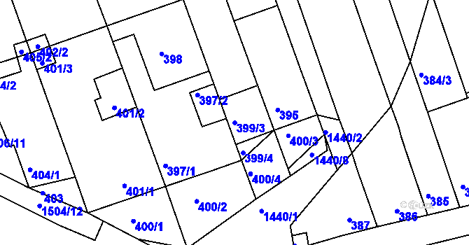 Parcela st. 399/3 v KÚ Moravany u Brna, Katastrální mapa