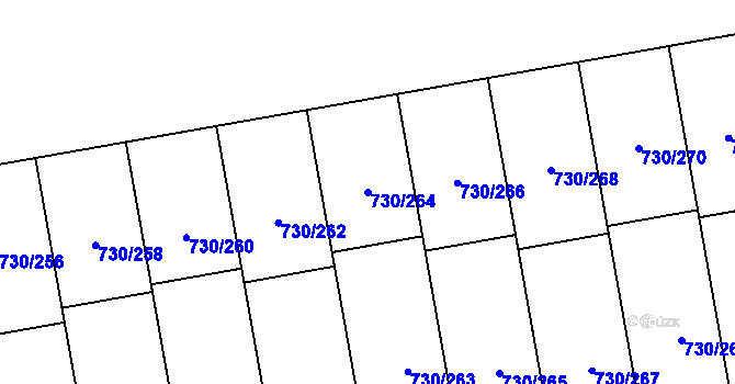Parcela st. 730/264 v KÚ Moravany u Brna, Katastrální mapa