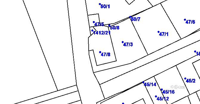 Parcela st. 47/8 v KÚ Moravany u Brna, Katastrální mapa