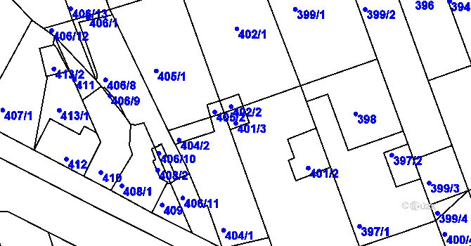 Parcela st. 401/3 v KÚ Moravany u Brna, Katastrální mapa