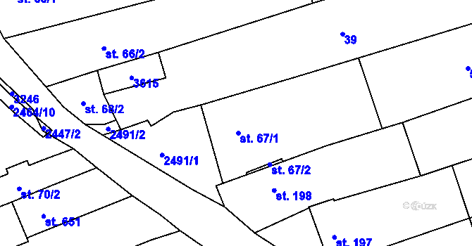 Parcela st. 67 v KÚ Moravany u Kyjova, Katastrální mapa