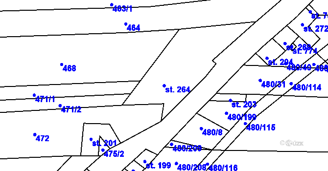 Parcela st. 264 v KÚ Moravany u Kyjova, Katastrální mapa