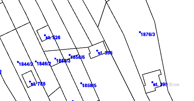 Parcela st. 395 v KÚ Moravany u Kyjova, Katastrální mapa