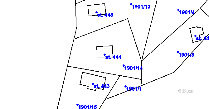 Parcela st. 444 v KÚ Moravany u Kyjova, Katastrální mapa