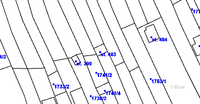 Parcela st. 483 v KÚ Moravany u Kyjova, Katastrální mapa