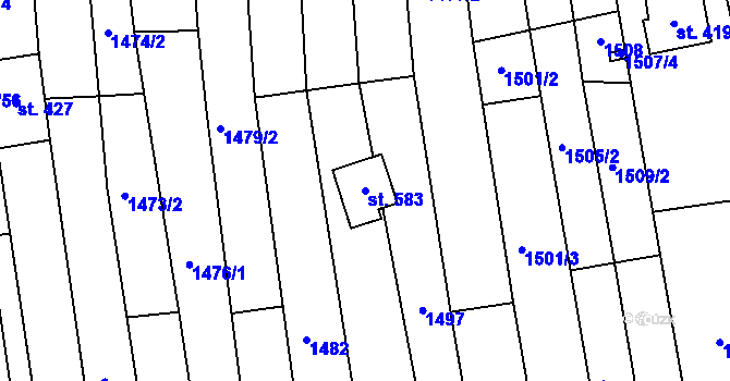 Parcela st. 583 v KÚ Moravany u Kyjova, Katastrální mapa