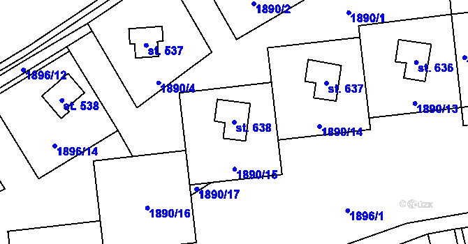Parcela st. 638 v KÚ Moravany u Kyjova, Katastrální mapa