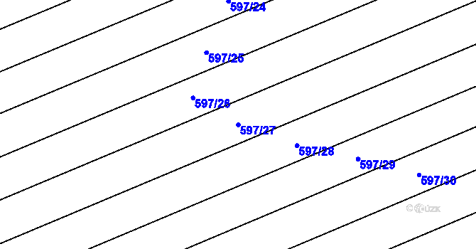 Parcela st. 597/27 v KÚ Moravany u Kyjova, Katastrální mapa