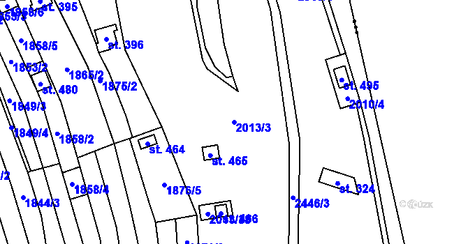 Parcela st. 2013/3 v KÚ Moravany u Kyjova, Katastrální mapa