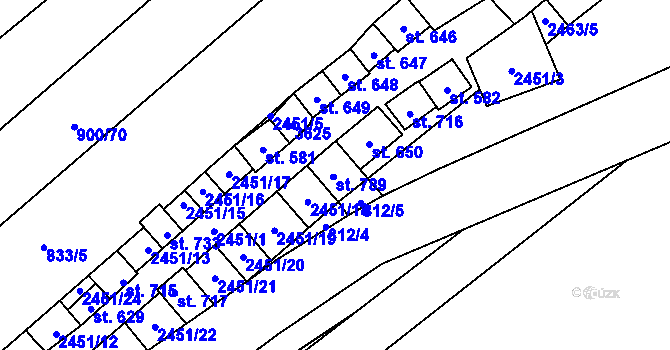 Parcela st. 2451/4 v KÚ Moravany u Kyjova, Katastrální mapa