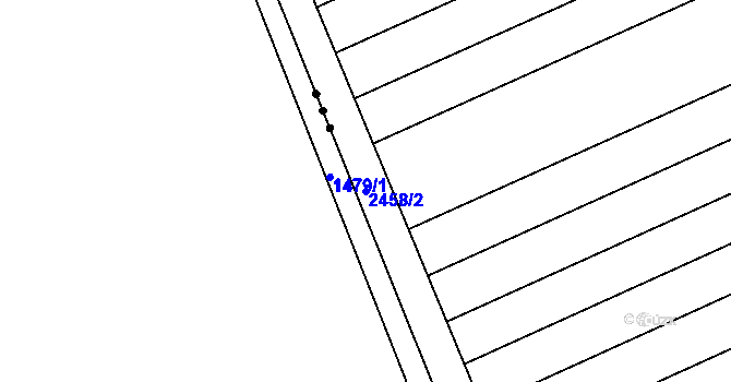 Parcela st. 2458/2 v KÚ Moravany u Kyjova, Katastrální mapa