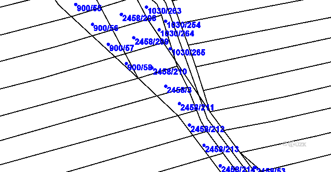 Parcela st. 2458/3 v KÚ Moravany u Kyjova, Katastrální mapa