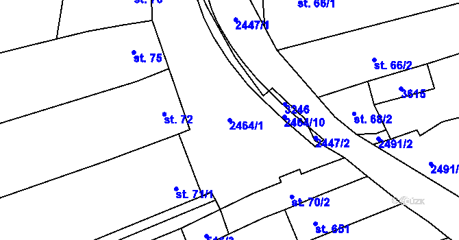 Parcela st. 2464/1 v KÚ Moravany u Kyjova, Katastrální mapa