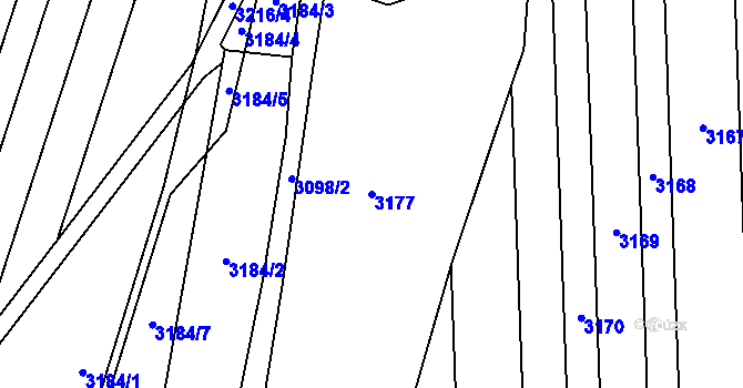 Parcela st. 3177 v KÚ Moravany u Kyjova, Katastrální mapa