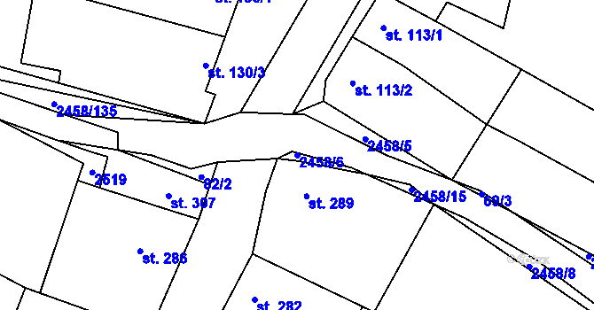 Parcela st. 2458/6 v KÚ Moravany u Kyjova, Katastrální mapa