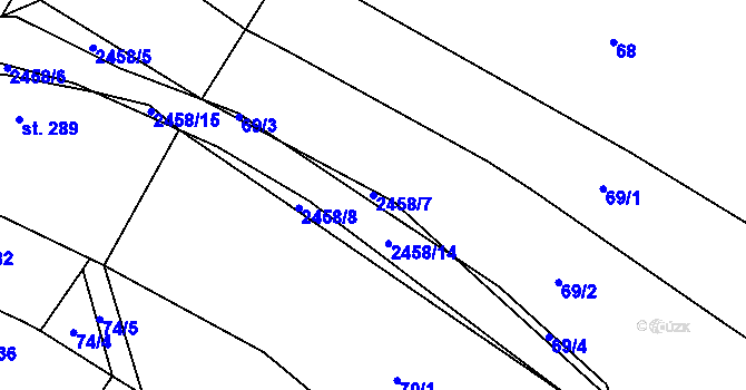 Parcela st. 2458/7 v KÚ Moravany u Kyjova, Katastrální mapa