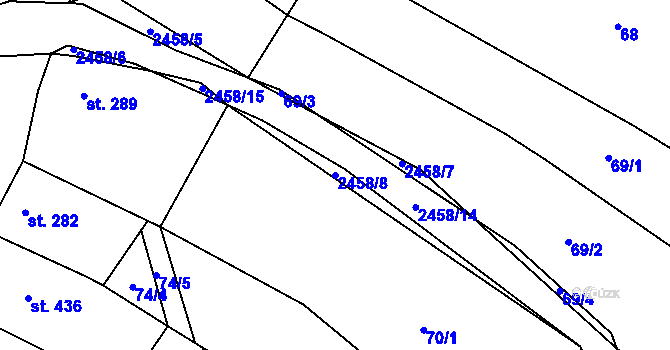 Parcela st. 2458/8 v KÚ Moravany u Kyjova, Katastrální mapa