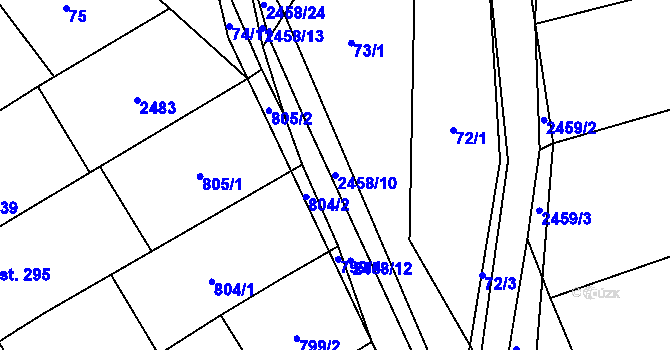 Parcela st. 2458/10 v KÚ Moravany u Kyjova, Katastrální mapa