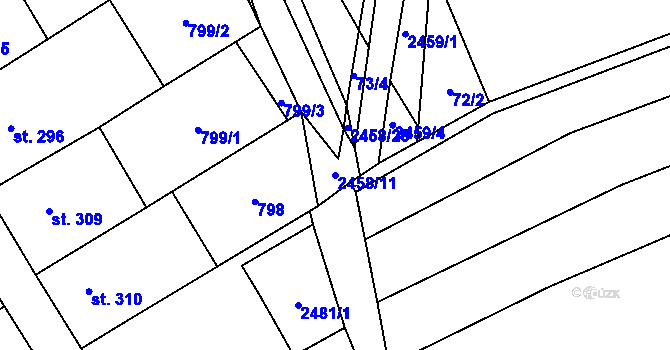 Parcela st. 2458/11 v KÚ Moravany u Kyjova, Katastrální mapa