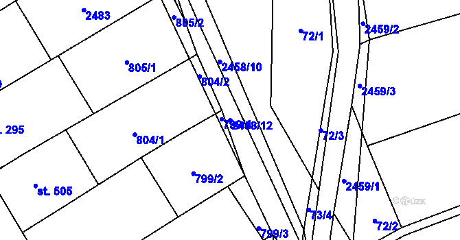 Parcela st. 2458/12 v KÚ Moravany u Kyjova, Katastrální mapa