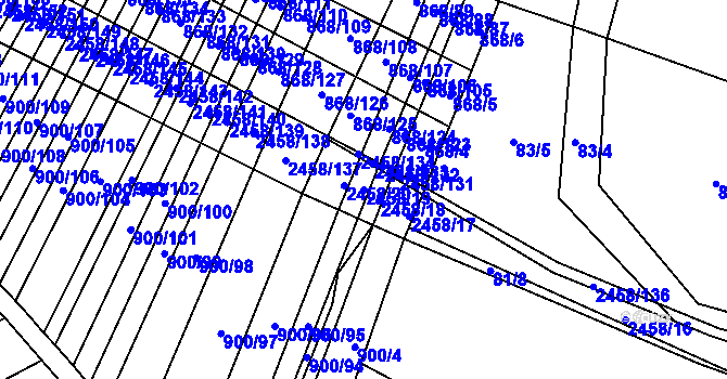 Parcela st. 2458/19 v KÚ Moravany u Kyjova, Katastrální mapa