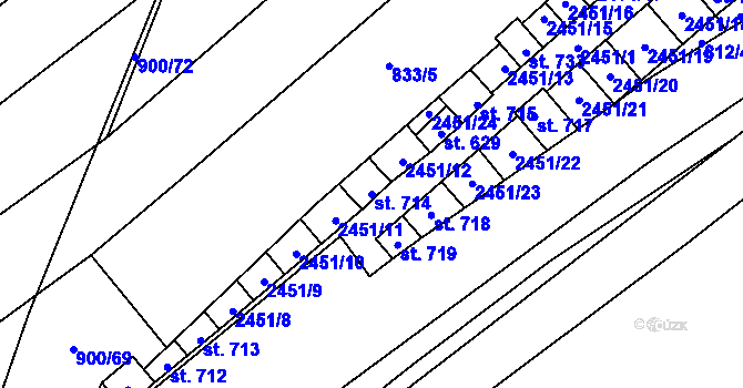 Parcela st. 714 v KÚ Moravany u Kyjova, Katastrální mapa