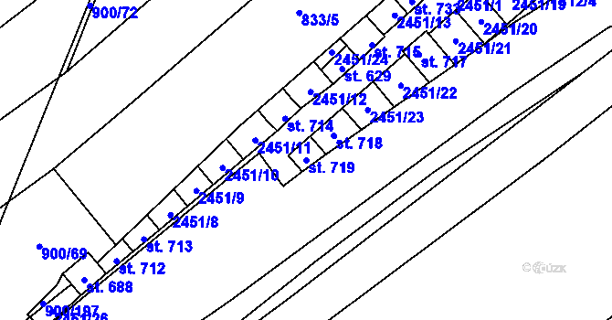 Parcela st. 719 v KÚ Moravany u Kyjova, Katastrální mapa