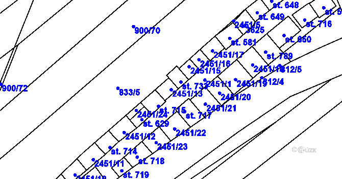Parcela st. 2451/13 v KÚ Moravany u Kyjova, Katastrální mapa