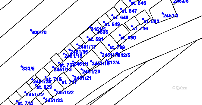 Parcela st. 2451/18 v KÚ Moravany u Kyjova, Katastrální mapa