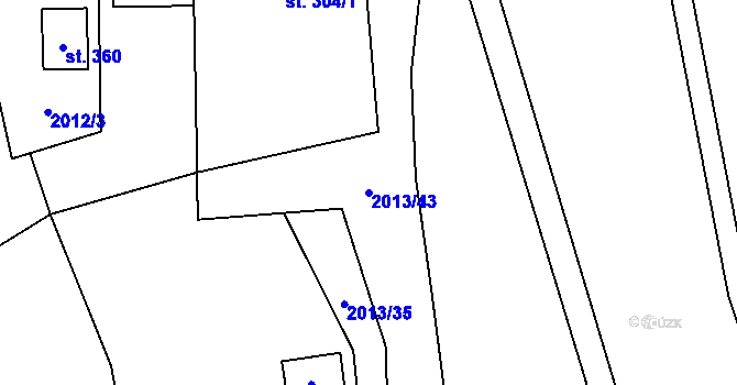 Parcela st. 2013/43 v KÚ Moravany u Kyjova, Katastrální mapa