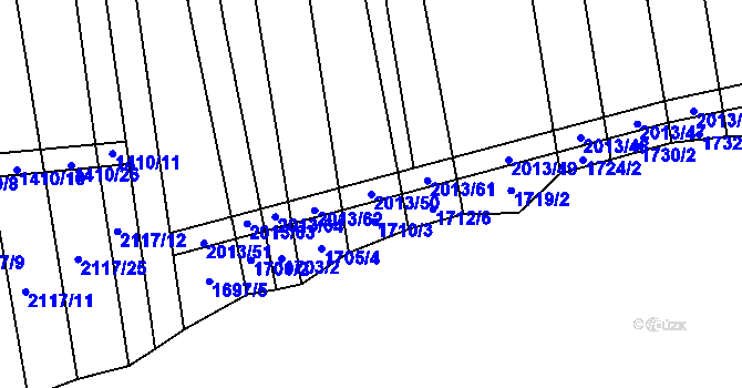 Parcela st. 2013/50 v KÚ Moravany u Kyjova, Katastrální mapa