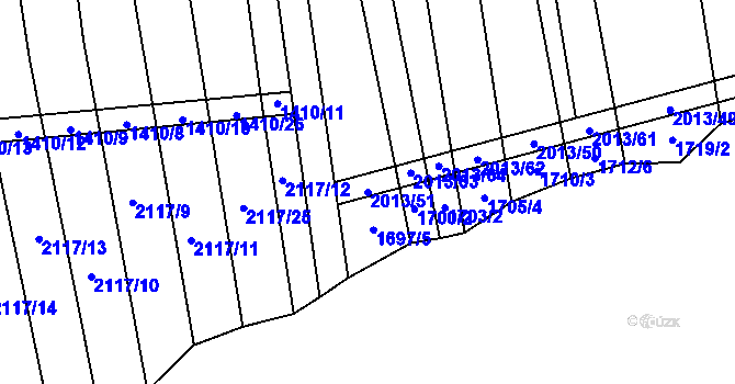Parcela st. 2013/51 v KÚ Moravany u Kyjova, Katastrální mapa