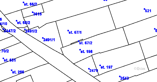 Parcela st. 67/2 v KÚ Moravany u Kyjova, Katastrální mapa