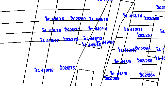 Parcela st. 449/14 v KÚ Moravany u Kyjova, Katastrální mapa