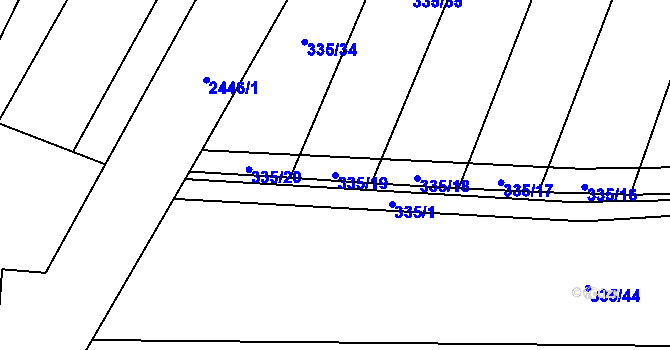 Parcela st. 335/19 v KÚ Moravany u Kyjova, Katastrální mapa