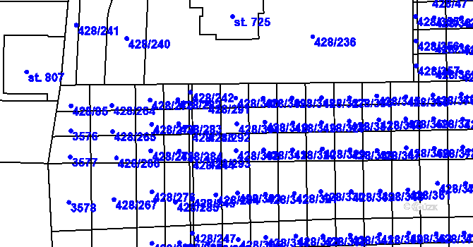 Parcela st. 428/301 v KÚ Moravany u Kyjova, Katastrální mapa