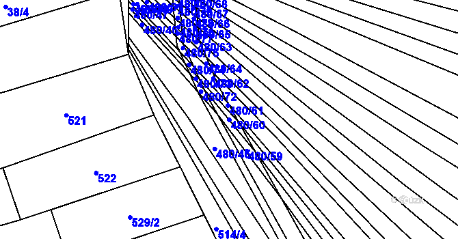 Parcela st. 480/60 v KÚ Moravany u Kyjova, Katastrální mapa