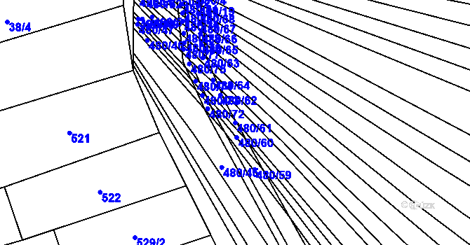 Parcela st. 480/61 v KÚ Moravany u Kyjova, Katastrální mapa