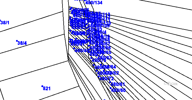 Parcela st. 480/65 v KÚ Moravany u Kyjova, Katastrální mapa