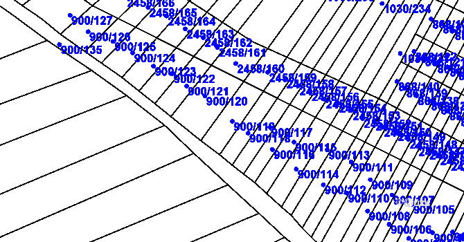 Parcela st. 900/119 v KÚ Moravany u Kyjova, Katastrální mapa