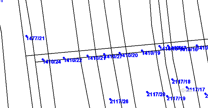 Parcela st. 1410/27 v KÚ Moravany u Kyjova, Katastrální mapa