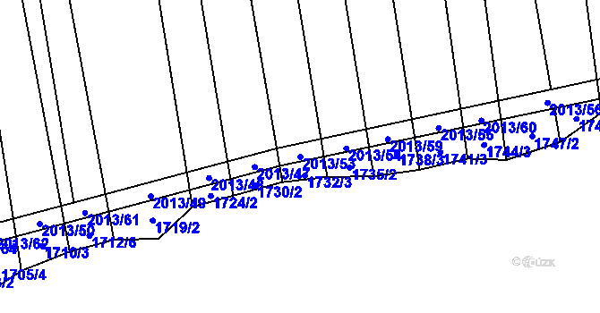 Parcela st. 2013/53 v KÚ Moravany u Kyjova, Katastrální mapa